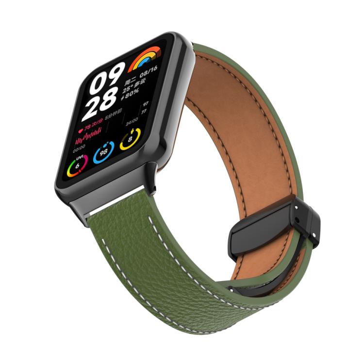 For Xiaomi Band 10 Pro / Redmi Watch 6 / 5 Litchi Texture Magnetic Black Buckle Leather Watch Band