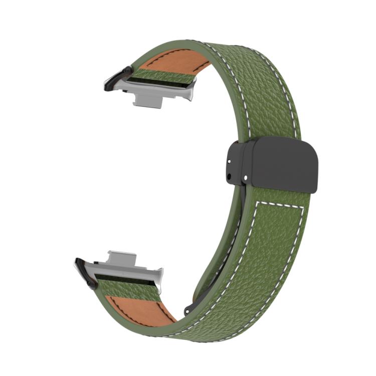 For Xiaomi Band 10 Pro / Redmi Watch 6 / 5 Litchi Texture Magnetic Black Buckle Leather Watch Band