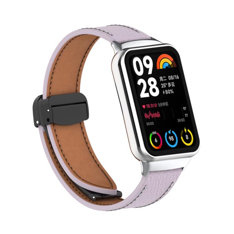 For Xiaomi Band 10 Pro / Redmi Watch 6 / 5 Litchi Texture Magnetic Black Buckle Leather Watch Band