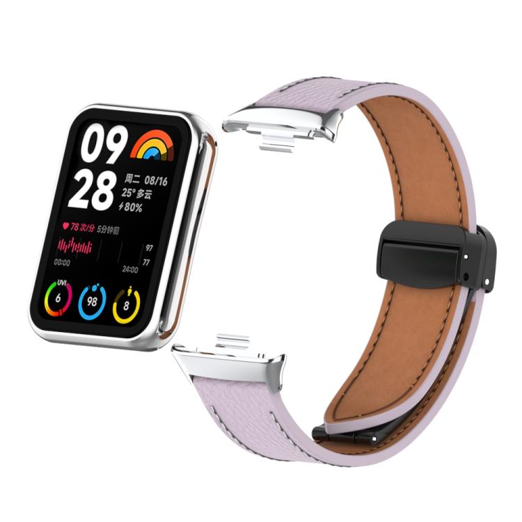 For Xiaomi Band 10 Pro / Redmi Watch 6 / 5 Litchi Texture Magnetic Black Buckle Leather Watch Band