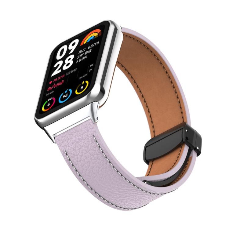 For Xiaomi Band 10 Pro / Redmi Watch 6 / 5 Litchi Texture Magnetic Black Buckle Leather Watch Band