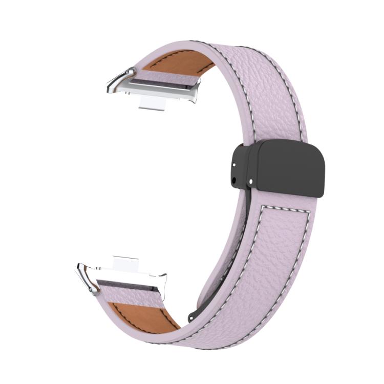 For Xiaomi Band 10 Pro / Redmi Watch 6 / 5 Litchi Texture Magnetic Black Buckle Leather Watch Band