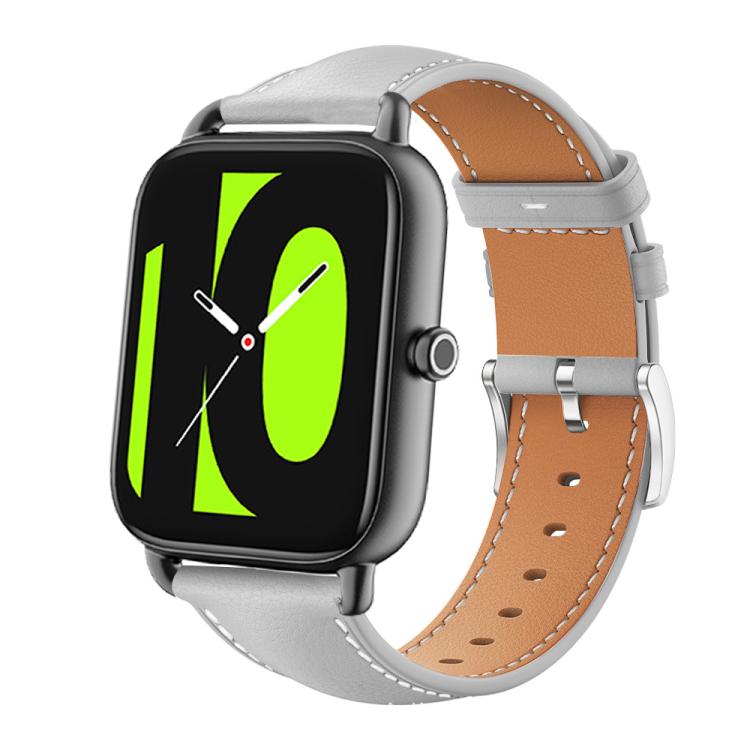 20mm For Xiaomi Haylou RS4 Plus LS11 / LS12 xDfind Flat Head Black Shark Fine Grain Leather Watch Band