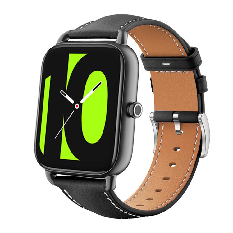 20mm For Xiaomi Haylou RS4 Plus LS11 / LS12 xDfind Flat Head Black Shark Fine Grain Leather Watch Band