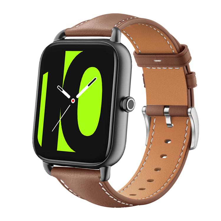 20mm For Xiaomi Haylou RS4 Plus LS11 / LS12 xDfind Flat Head Black Shark Fine Grain Leather Watch Band
