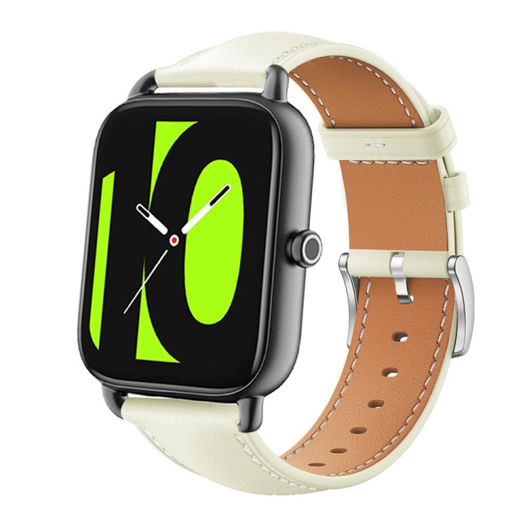 20mm For Xiaomi Haylou RS4 Plus LS11 / LS12 xDfind Flat Head Black Shark Fine Grain Leather Watch Band