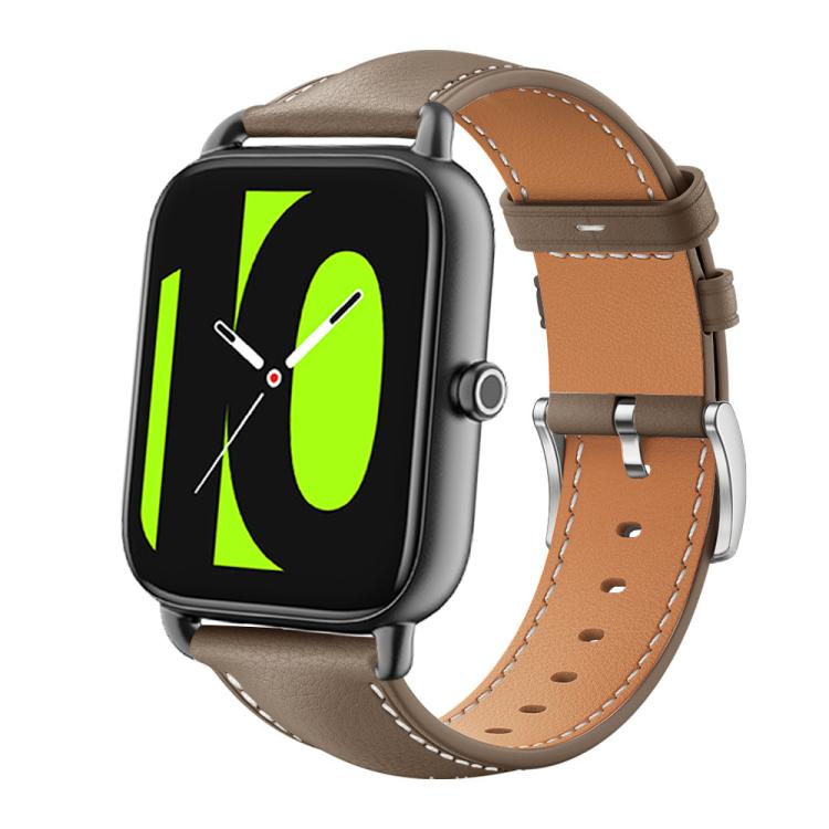 20mm For Xiaomi Haylou RS4 Plus LS11 / LS12 xDfind Flat Head Black Shark Fine Grain Leather Watch Band
