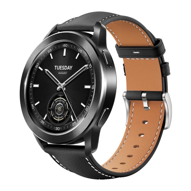 22mm For Xiaomi Watch S3/2 Pro/S2/S1 xDfind Flat Head Black Shark Fine Grain Leather Watch Band