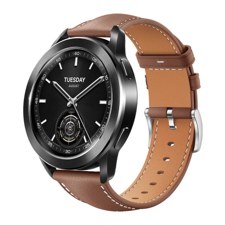22mm For Xiaomi Watch S3/2 Pro/S2/S1 xDfind Flat Head Black Shark Fine Grain Leather Watch Band