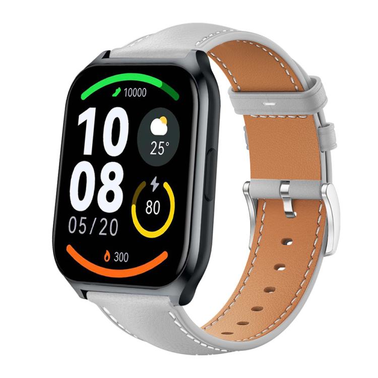 22mm For Xiaomi Haylou Watch LS09B / LS05S / LS10 xDfind Flat Head Black Shark Fine Grain Leather Watch Band