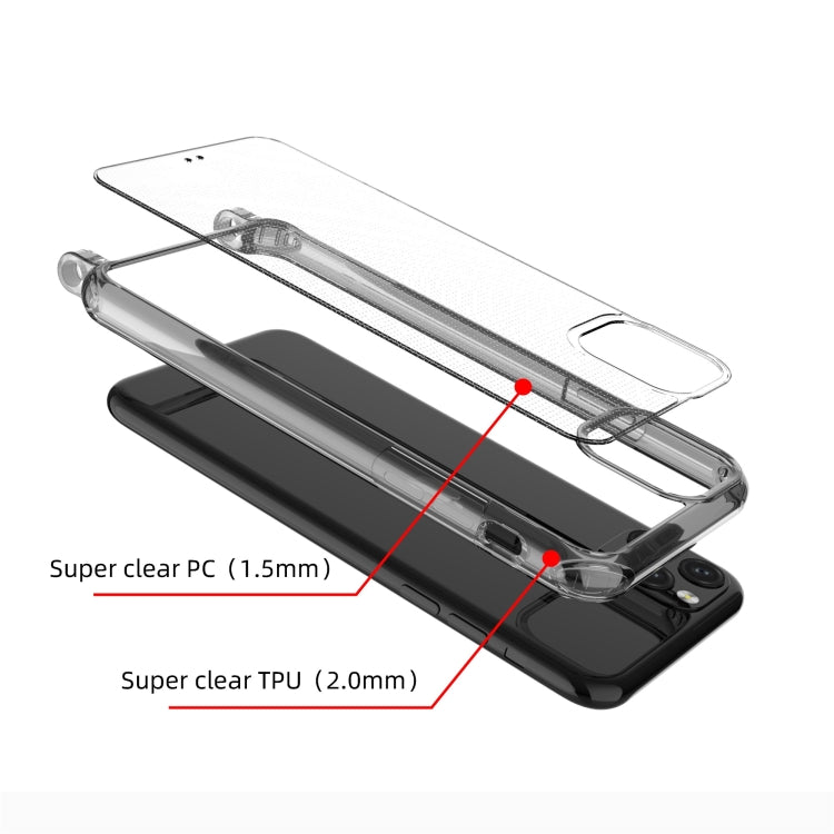 For iPhone 11 Pro Max PC+TPU Transparent All-inclusive Acrylic 2-in-1 Shockproof Phone Protective Case with Lanyard