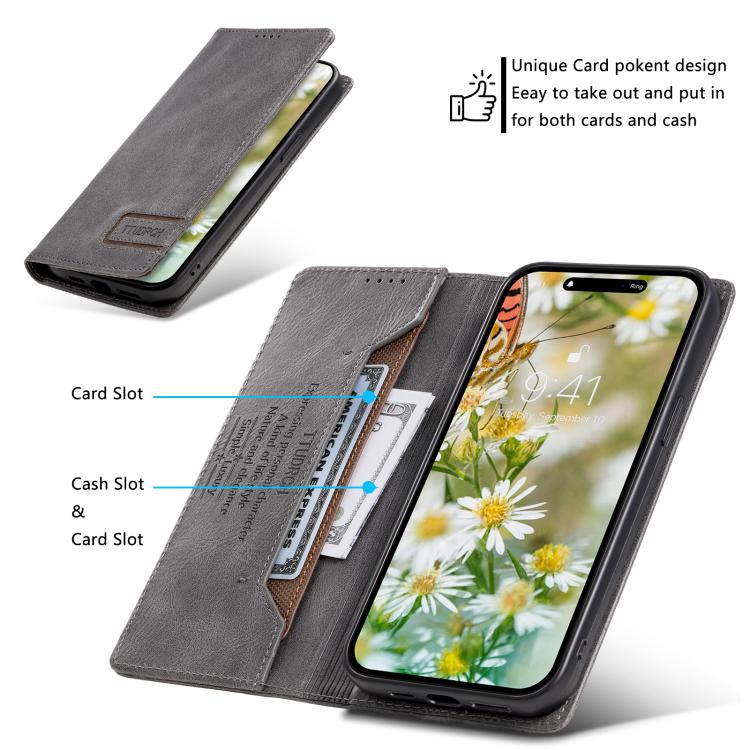 For Motorola Edge 60 Pro TTUDRCH RFID Retro Texture Magnetic Leather Phone Case