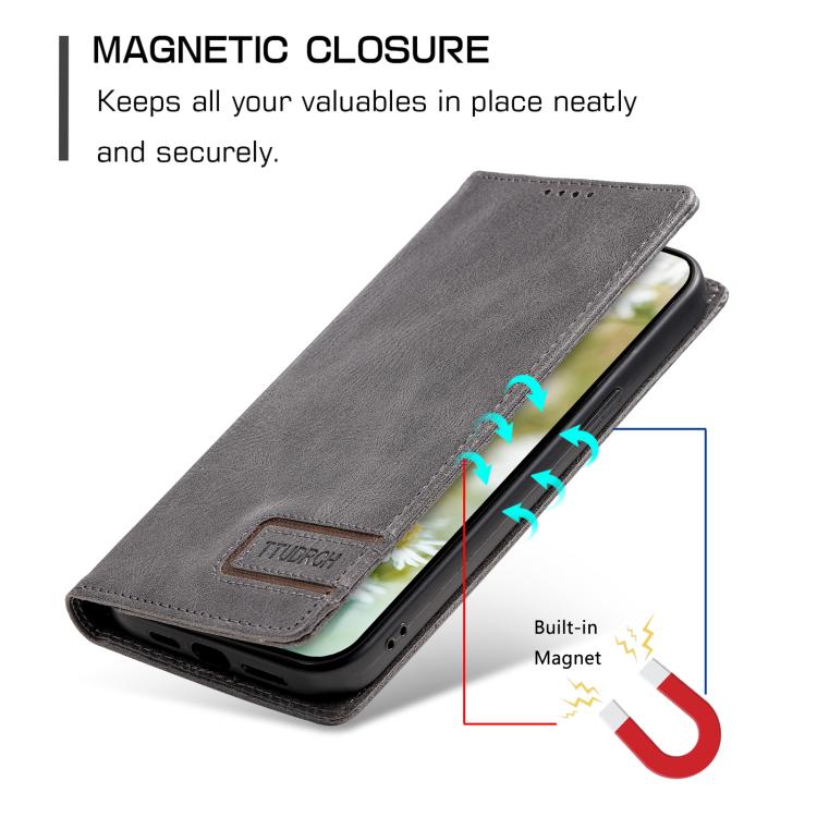 For Motorola Edge 60 Pro TTUDRCH RFID Retro Texture Magnetic Leather Phone Case