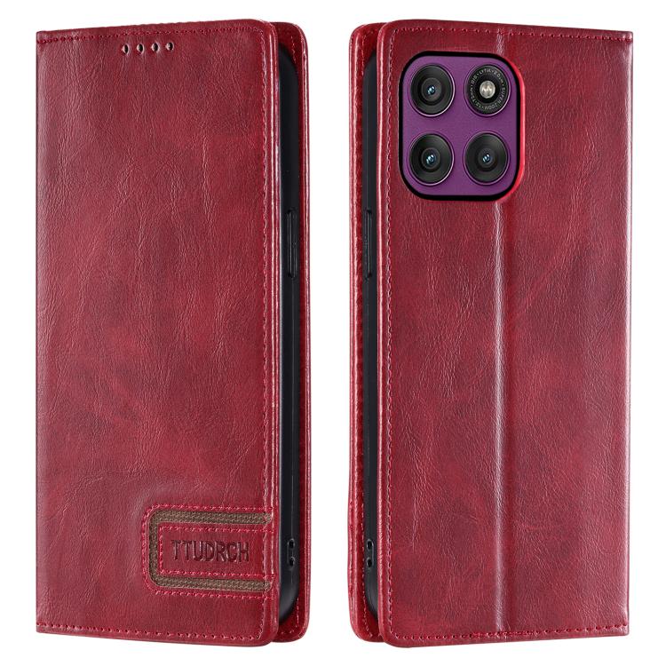 For Motorola Edge 60 Pro TTUDRCH RFID Retro Texture Magnetic Leather Phone Case