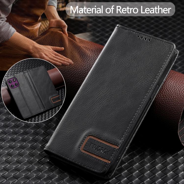 For Motorola Edge 60 Pro TTUDRCH RFID Retro Texture Magnetic Leather Phone Case