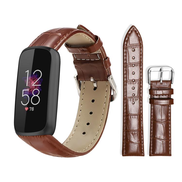 For Fitbit Luxe / Special Edition 12mm xDfind Bamboo Texture Pin Buckle Leather Watch Band