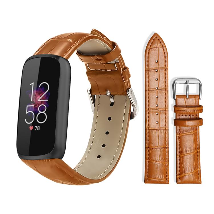 For Fitbit Luxe / Special Edition 12mm xDfind Bamboo Texture Pin Buckle Leather Watch Band