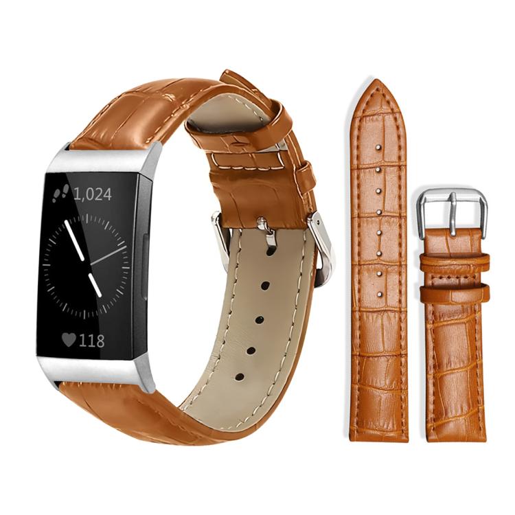 For Fitbit Charge 4 / 3 18mm xDfind Bamboo Texture Pin Buckle Leather Watch Band
