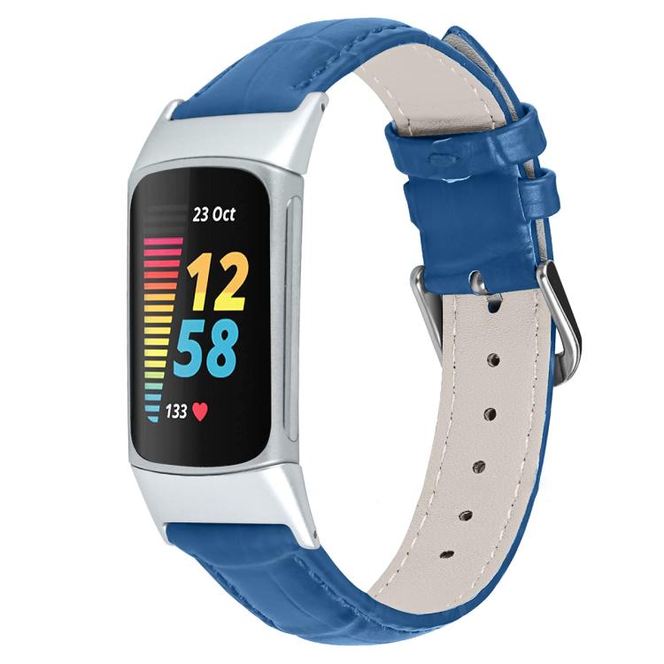 For Fitbit Charge 6 / 5 18mm xDfind Bamboo Texture Pin Buckle Leather Watch Band