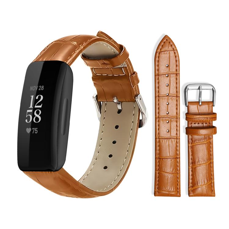 For Fitbit Inspire 2 / Ace 3 14mm xDfind Bamboo Texture Pin Buckle Leather Watch Band