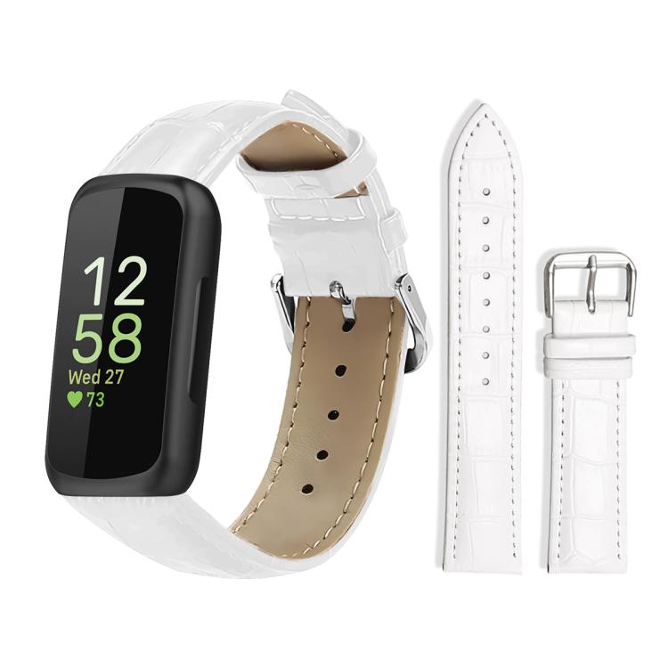 For Fitbit Inspire 3 12mm xDfind Bamboo Texture Pin Buckle Leather Watch Band