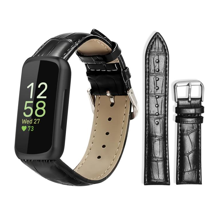 For Fitbit Inspire 3 12mm xDfind Bamboo Texture Pin Buckle Leather Watch Band