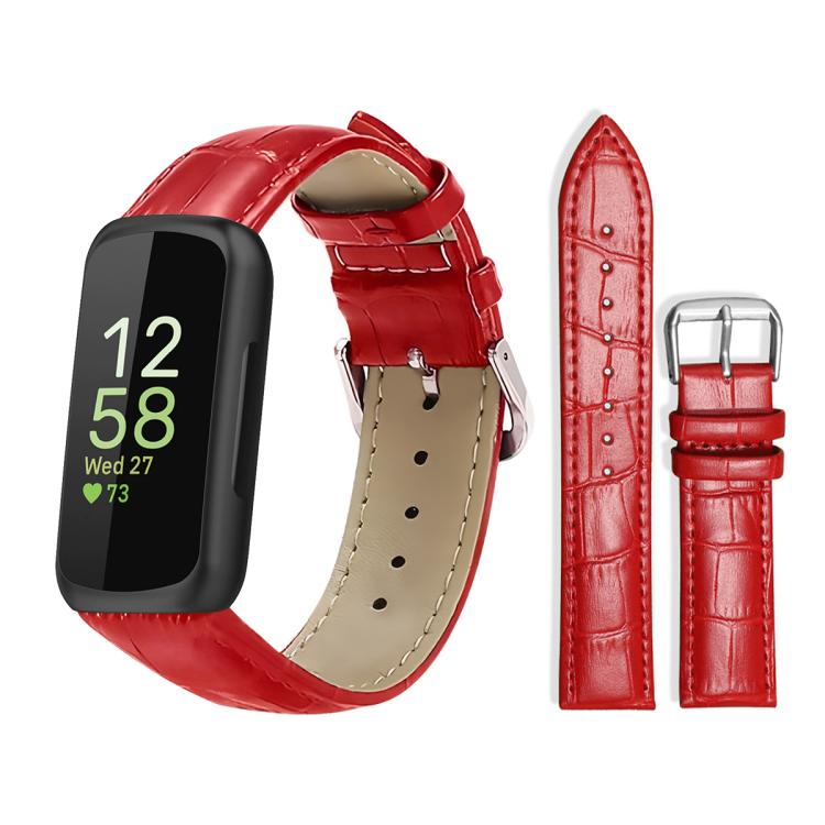 For Fitbit Inspire 3 12mm xDfind Bamboo Texture Pin Buckle Leather Watch Band