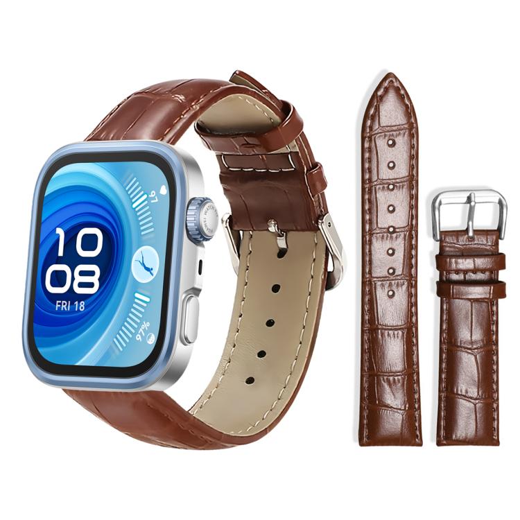For Huawei Watch Fit 5 / Fit 5 Pro 20mm xDfind Bamboo Texture Pin Buckle Leather Watch Band