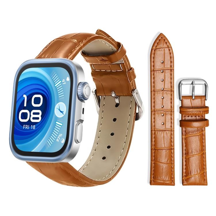 For Huawei Watch Fit 5 / Fit 5 Pro 20mm xDfind Bamboo Texture Pin Buckle Leather Watch Band