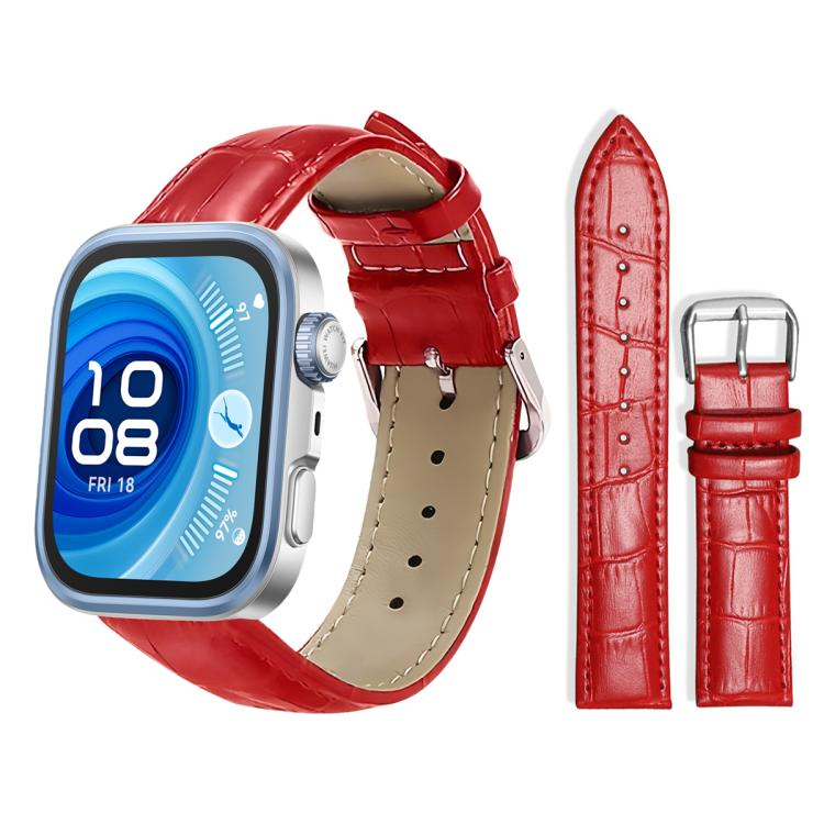 For Huawei Watch Fit 5 / Fit 5 Pro 20mm xDfind Bamboo Texture Pin Buckle Leather Watch Band