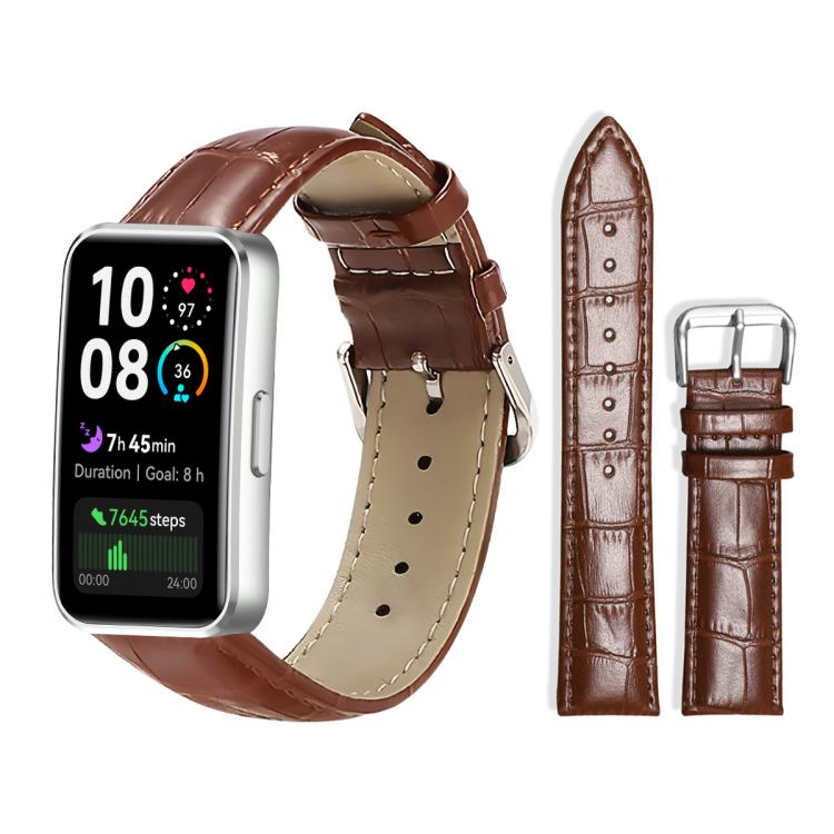 For Huawei Band 10 / 9 / 8 14mm xDfind Bamboo Texture Pin Buckle Leather Watch Band