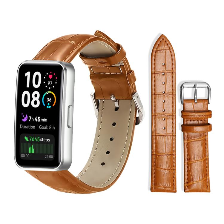 For Huawei Band 10 / 9 / 8 14mm xDfind Bamboo Texture Pin Buckle Leather Watch Band