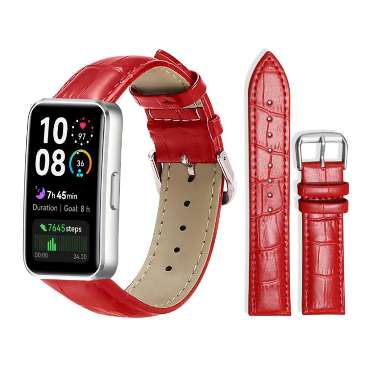 For Huawei Band 10 / 9 / 8 14mm xDfind Bamboo Texture Pin Buckle Leather Watch Band