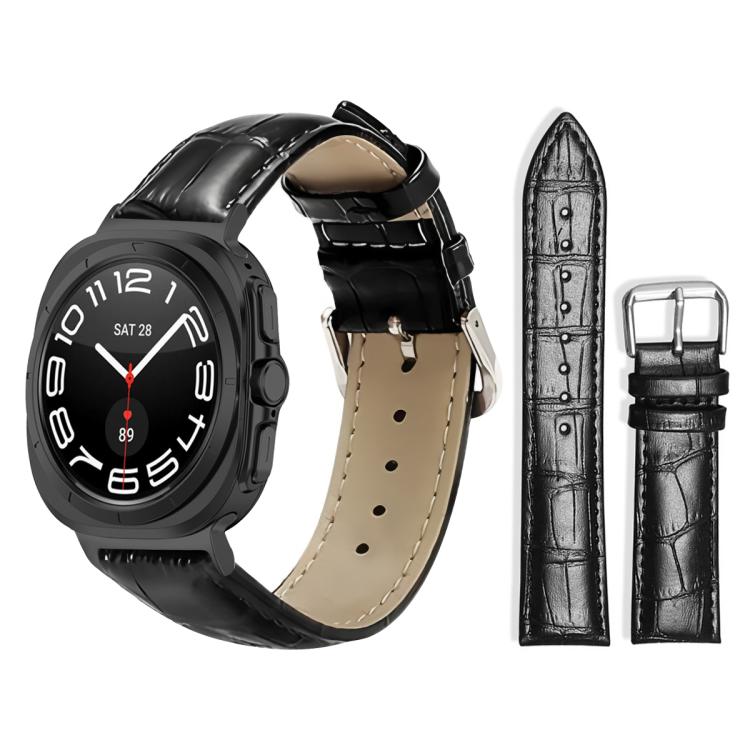 For Samsung Galaxy Watch Ultra / Ultra 2025 22mm xDfind Bamboo Texture Pin Buckle Leather Watch Band