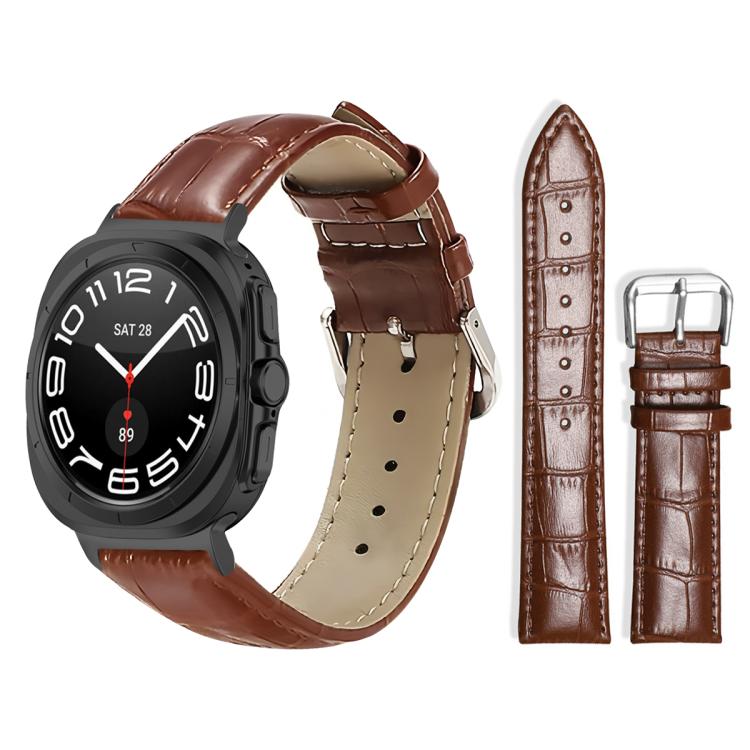 For Samsung Galaxy Watch Ultra / Ultra 2025 22mm xDfind Bamboo Texture Pin Buckle Leather Watch Band
