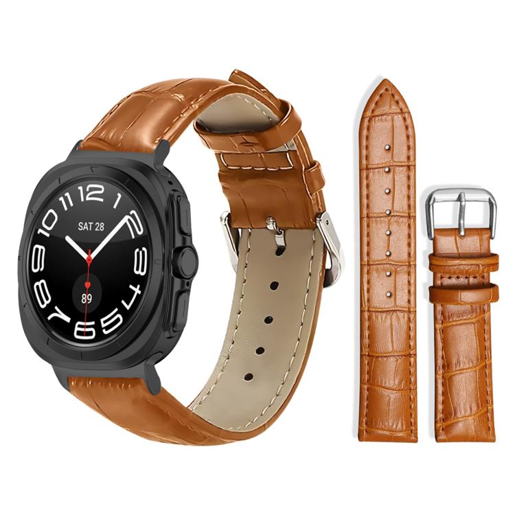 For Samsung Galaxy Watch Ultra / Ultra 2025 22mm xDfind Bamboo Texture Pin Buckle Leather Watch Band