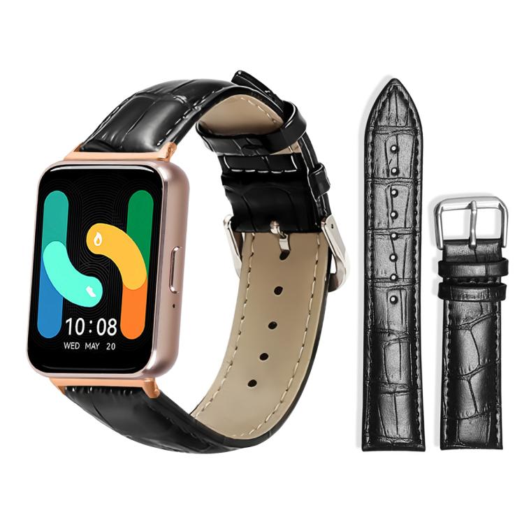 For Samsung Galaxy Fit3 SM-R390 20mm xDfind Bamboo Texture Pin Buckle Leather Watch Band