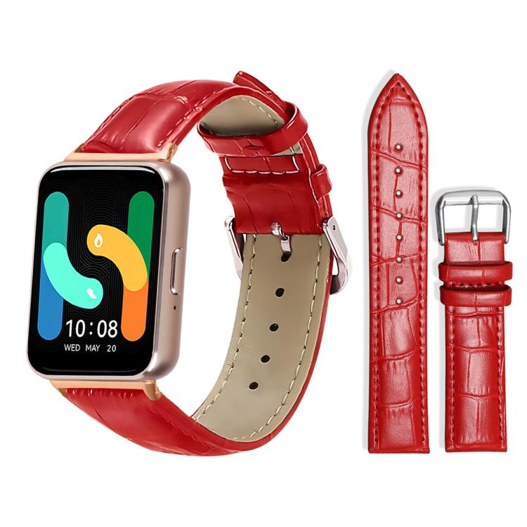 For Samsung Galaxy Fit3 SM-R390 20mm xDfind Bamboo Texture Pin Buckle Leather Watch Band