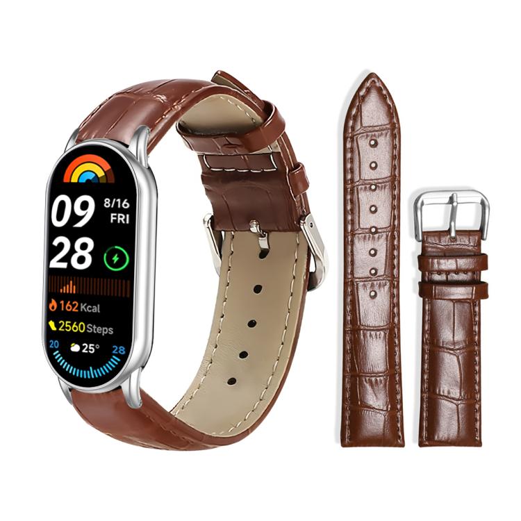 For Xiaomi Smart Band 10 / 9 / 8 / NFC 14mm xDfind Bamboo Texture Pin Buckle Leather Watch Band