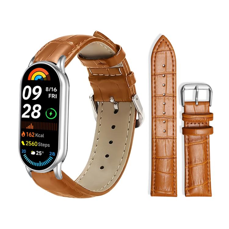For Xiaomi Smart Band 10 / 9 / 8 / NFC 14mm xDfind Bamboo Texture Pin Buckle Leather Watch Band