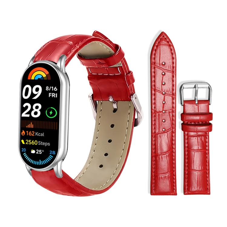 For Xiaomi Smart Band 10 / 9 / 8 / NFC 14mm xDfind Bamboo Texture Pin Buckle Leather Watch Band