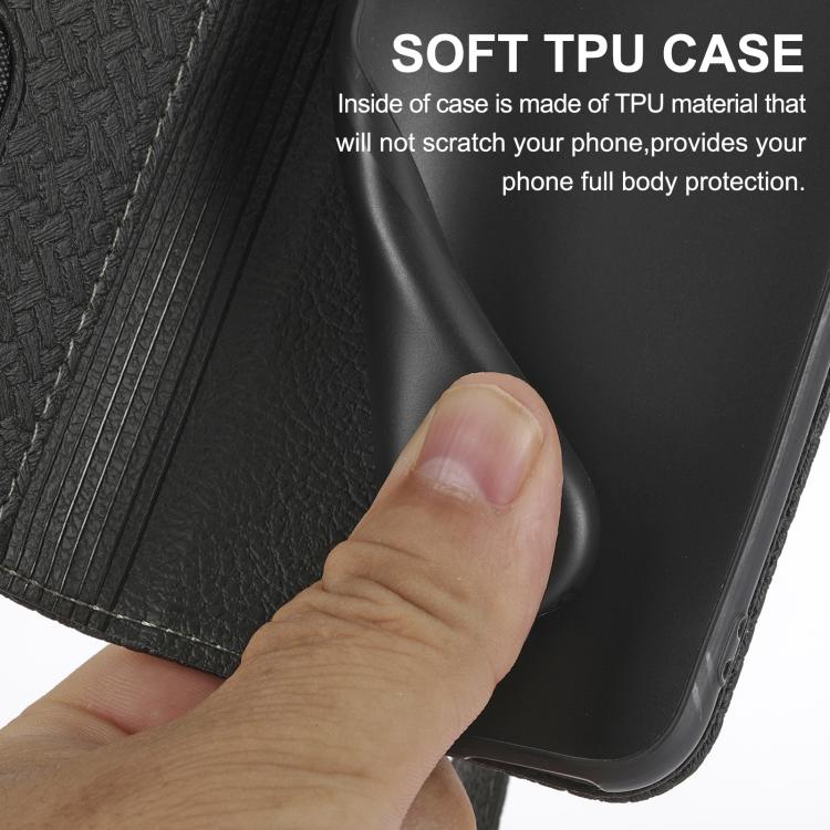 For Samsung Galaxy A07 4G / A06 4G Woven Texture Stitching Magnetic Leather Phone Case