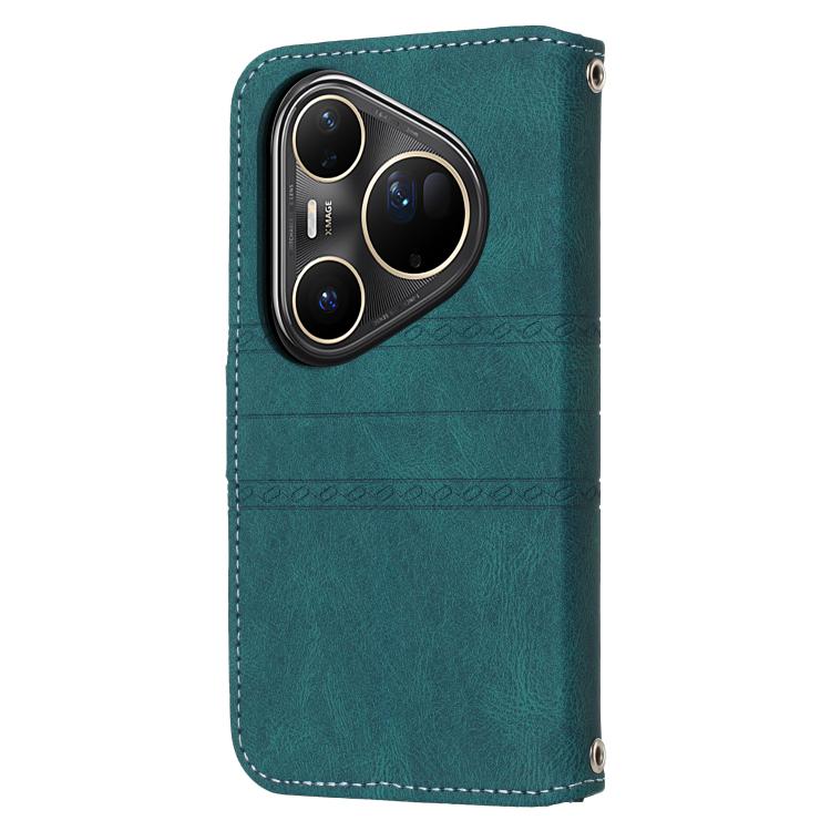 For Huawei Pura 80 Ultra 5G Embossed Stripes Skin Feel Leather Phone Case