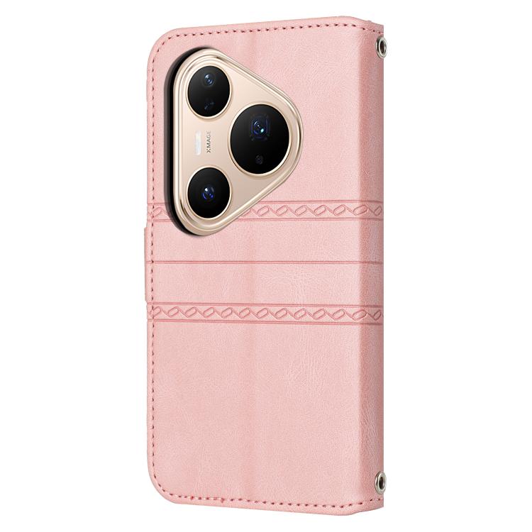 For Huawei Pura 80 Pro 5G / 80 Pro+ 5G Embossed Stripes Skin Feel Leather Phone Case