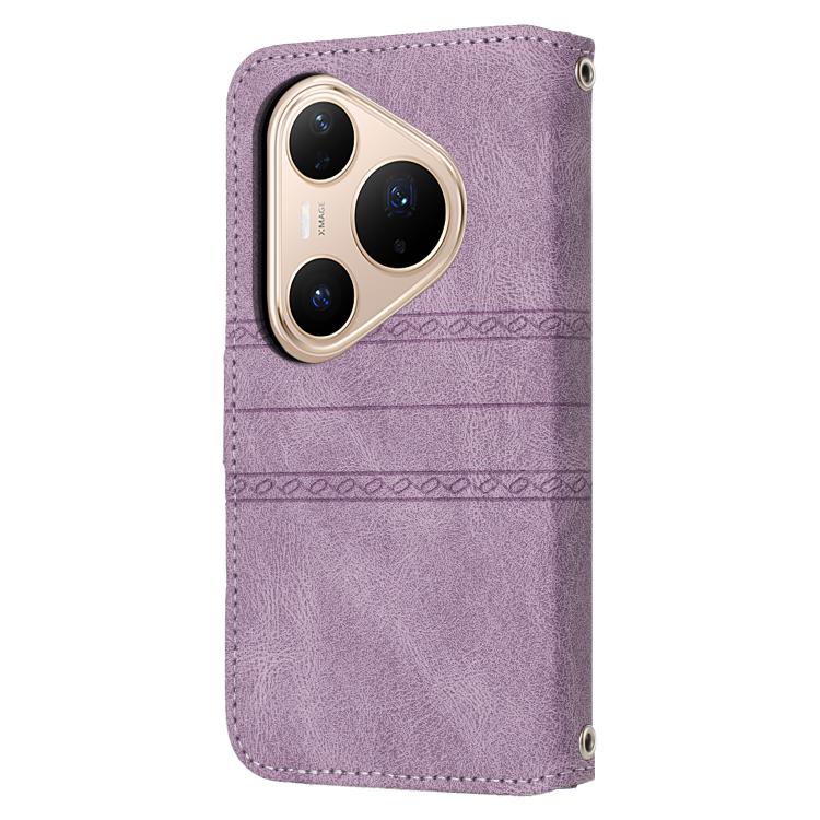 For Huawei Pura 80 Pro 5G / 80 Pro+ 5G Embossed Stripes Skin Feel Leather Phone Case