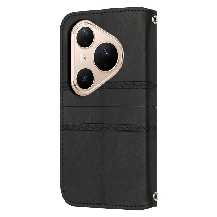 For Huawei Pura 80 Pro 5G / 80 Pro+ 5G Embossed Stripes Skin Feel Leather Phone Case