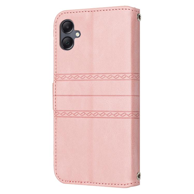 For Samsung Galaxy A07 4G / A06 4G Embossed Stripes Skin Feel Leather Phone Case
