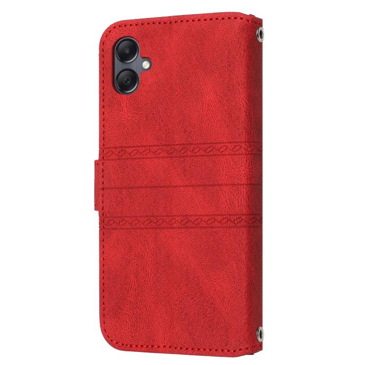 For Samsung Galaxy A07 4G / A06 4G Embossed Stripes Skin Feel Leather Phone Case