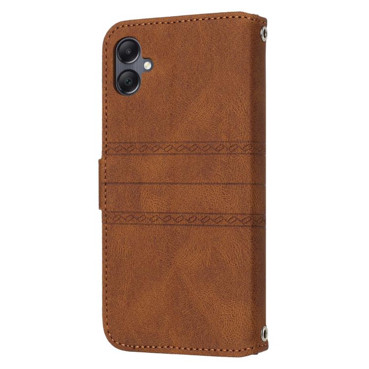 For Samsung Galaxy A07 4G / A06 4G Embossed Stripes Skin Feel Leather Phone Case