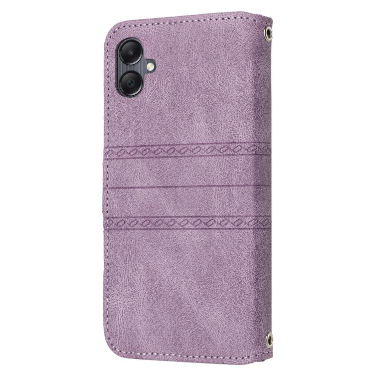 For Samsung Galaxy A07 4G / A06 4G Embossed Stripes Skin Feel Leather Phone Case